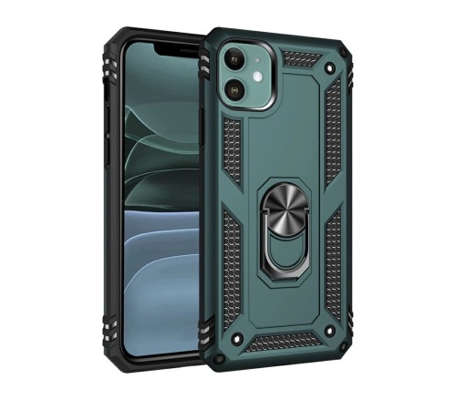iPhone 11 Kılıf Sofya Yüzüklü Silikon Kapak - Yeşil iPhone 11 Kılıf Sofya Yüzüklü Silikon Kapak - Yeşil
