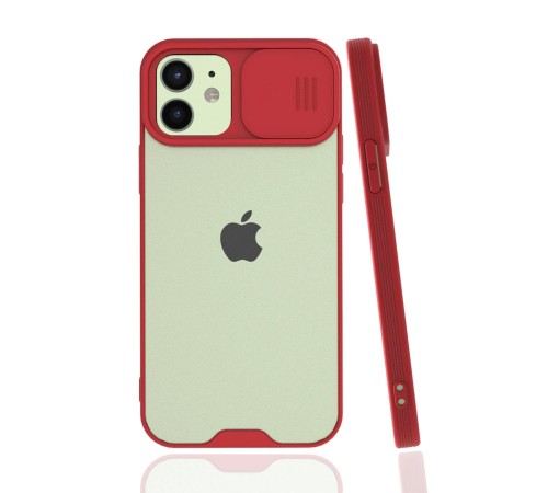 iPhone 12 Kılıf Platin Kamera Koruma Silikon - Kırmızı iPhone 12 Kılıf Platin Kamera Koruma Silikon - Kırmızı