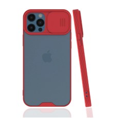 iPhone 12 Pro Max Kılıf Platin Kamera Koruma Silikon - Kırmızı