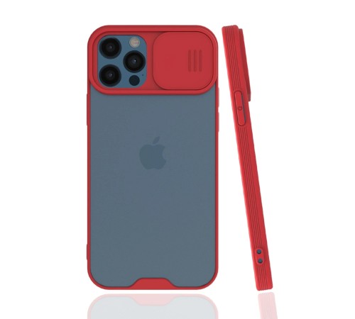 iPhone 12 Pro Max Kılıf Platin Kamera Koruma Silikon - Kırmızı iPhone 12 Pro Max Kılıf Platin Kamera Koruma Silikon - Kırmızı