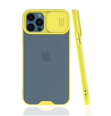 iPhone 12 Pro Max Kılıf Platin Kamera Koruma Silikon - Sarı