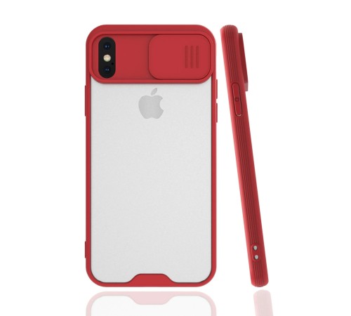iPhone X Kılıf Platin Kamera Koruma Silikon - Kırmızı iPhone X Kılıf Platin Kamera Koruma Silikon - Kırmızı
