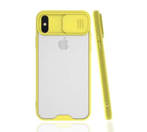 iPhone X Kılıf Platin Kamera Koruma Silikon - Sarı iPhone X Kılıf Platin Kamera Koruma Silikon - Sarı