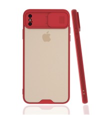 iPhone XS Max Kılıf Platin Kamera Koruma Silikon - Kırmızı