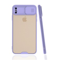 iPhone XS Max Kılıf Platin Kamera Koruma Silikon - Lila