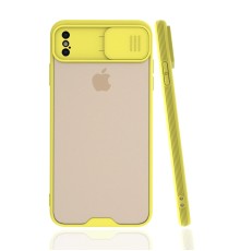 iPhone XS Max Kılıf Platin Kamera Koruma Silikon - Sarı
