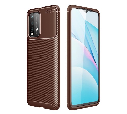Xiaomi Redmi 9T Kılıf Auto Focus Karbon Kapak - Kahverengi Xiaomi Redmi 9T Kılıf Auto Focus Karbon Kapak - Kahverengi