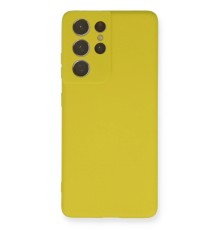 Samsung Galaxy S21 Ultra Kılıf Nano içi Kadife Silikon - Sarı