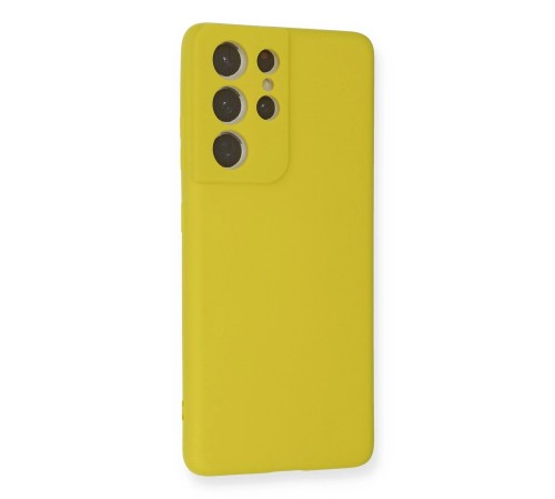 Samsung Galaxy S21 Ultra Kılıf Nano içi Kadife Silikon - Sarı Samsung Galaxy S21 Ultra Kılıf Nano içi Kadife Silikon - Sarı