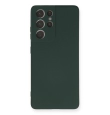 Samsung Galaxy S21 Ultra Kılıf Nano içi Kadife Silikon - Koyu Yeşil