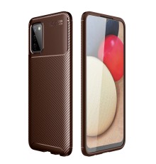 Samsung Galaxy A02S Kılıf Auto Focus Karbon Kapak - Kahverengi
