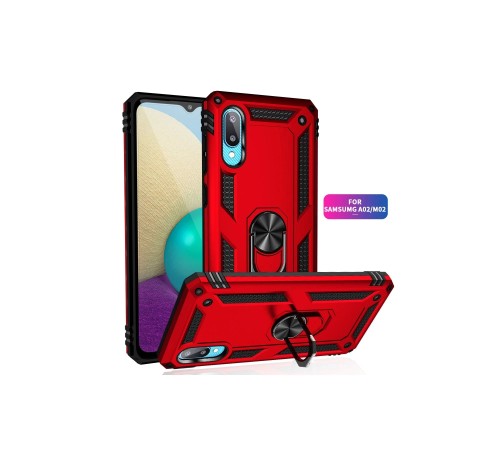Samsung Galaxy A02 Kılıf Sofya Yüzüklü Silikon Kapak - Kırmızı Samsung Galaxy A02 Kılıf Sofya Yüzüklü Silikon Kapak - Kırmızı