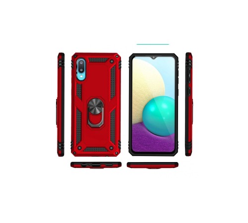 Samsung Galaxy A02 Kılıf Sofya Yüzüklü Silikon Kapak - Kırmızı Samsung Galaxy A02 Kılıf Sofya Yüzüklü Silikon Kapak - Kırmızı