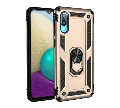 Samsung Galaxy A02 Kılıf Sofya Yüzüklü Silikon Kapak - Gold Samsung Galaxy A02 Kılıf Sofya Yüzüklü Silikon Kapak - Gold
