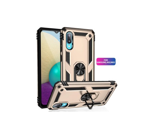 Samsung Galaxy A02 Kılıf Sofya Yüzüklü Silikon Kapak - Gold Samsung Galaxy A02 Kılıf Sofya Yüzüklü Silikon Kapak - Gold