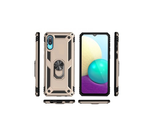 Samsung Galaxy A02 Kılıf Sofya Yüzüklü Silikon Kapak - Gold Samsung Galaxy A02 Kılıf Sofya Yüzüklü Silikon Kapak - Gold