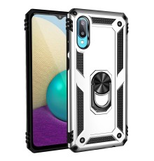 Samsung Galaxy A02 Kılıf Sofya Yüzüklü Silikon Kapak - Gümüş