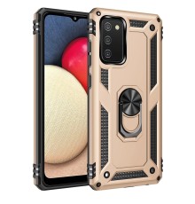 Samsung Galaxy A02S Kılıf Sofya Yüzüklü Silikon Kapak - Gold