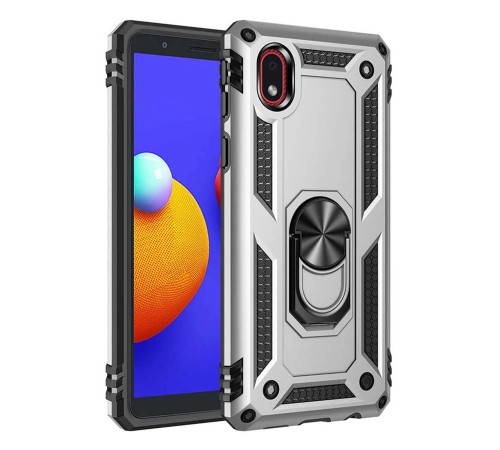 Samsung Galaxy A01 Core Kılıf Sofya Yüzüklü Silikon Kapak - Gümüş