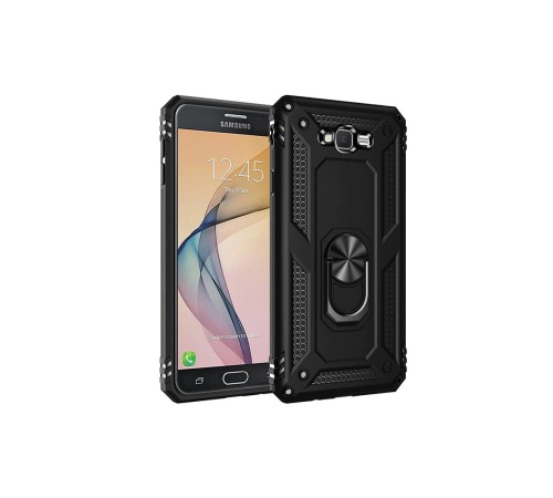 Samsung Galaxy J7 Kılıf Sofya Yüzüklü Silikon Kapak - Siyah