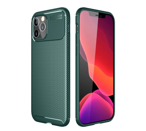 iPhone 11 Pro Kılıf Auto Focus Karbon Kapak - Yeşil iPhone 11 Pro Kılıf Auto Focus Karbon Kapak - Yeşil