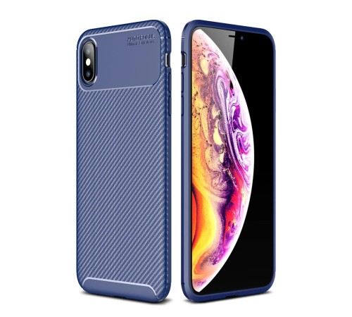 iPhone XS Max Kılıf Auto Focus Karbon Kapak - Lacivert iPhone XS Max Kılıf Auto Focus Karbon Kapak - Lacivert