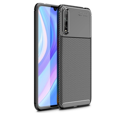 Huawei P Smart S Kılıf Auto Focus Karbon Kapak - Siyah