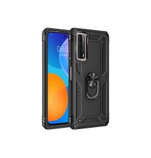 Huawei P Smart 2021 Kılıf Sofya Yüzüklü Silikon Kapak - Siyah