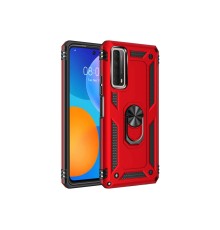 Huawei P Smart 2021 Kılıf Sofya Yüzüklü Silikon Kapak - Kırmızı