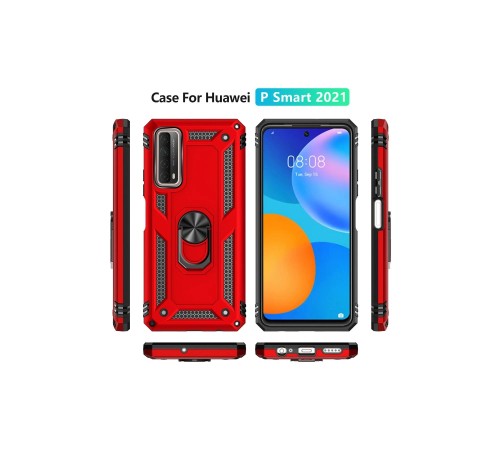 Huawei P Smart 2021 Kılıf Sofya Yüzüklü Silikon Kapak - Kırmızı Huawei P Smart 2021 Kılıf Sofya Yüzüklü Silikon Kapak - Kırmızı