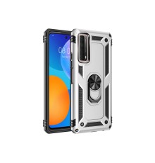 Huawei P Smart 2021 Kılıf Sofya Yüzüklü Silikon Kapak - Gümüş