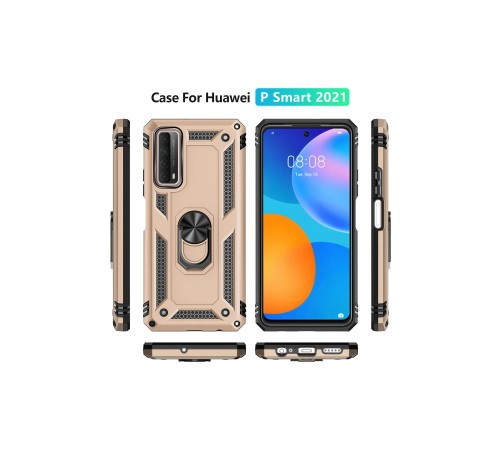 Huawei P Smart 2021 Kılıf Sofya Yüzüklü Silikon Kapak - Gold Huawei P Smart 2021 Kılıf Sofya Yüzüklü Silikon Kapak - Gold