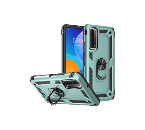 Huawei P Smart 2021 Kılıf Sofya Yüzüklü Silikon Kapak - Yeşil Huawei P Smart 2021 Kılıf Sofya Yüzüklü Silikon Kapak - Yeşil