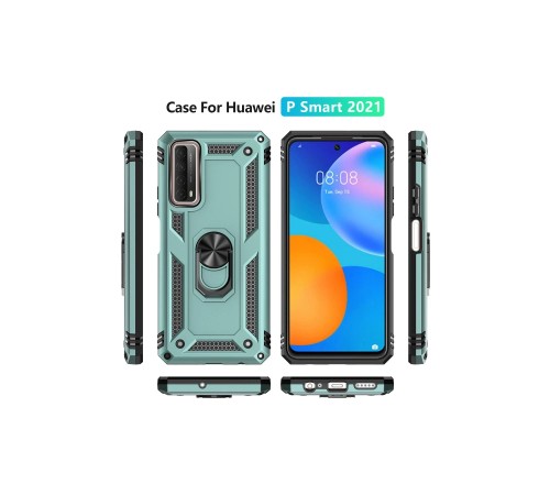 Huawei P Smart 2021 Kılıf Sofya Yüzüklü Silikon Kapak - Yeşil Huawei P Smart 2021 Kılıf Sofya Yüzüklü Silikon Kapak - Yeşil