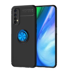 Realme 7 Kılıf Range Yüzüklü Silikon - Siyah-Mavi