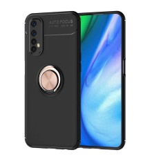 Realme 7 Kılıf Range Yüzüklü Silikon - Siyah-Gold