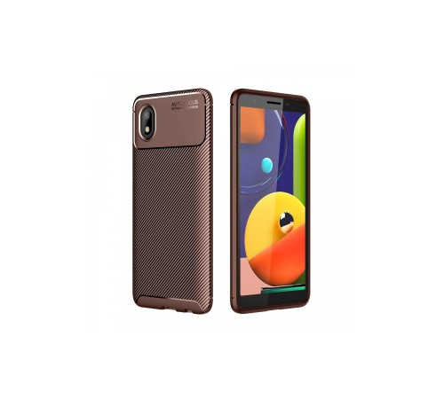 Samsung Galaxy A01 Core Kılıf Auto Focus Karbon Kapak - Kahverengi Samsung Galaxy A01 Core Kılıf Auto Focus Karbon Kapak - Kahverengi