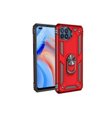 Oppo Reno 4 Lite Kılıf Sofya Yüzüklü Silikon Kapak - Kırmızı