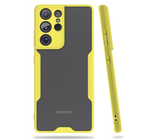 Samsung Galaxy S21 Ultra Kılıf Platin Silikon - Sarı Samsung Galaxy S21 Ultra Kılıf Platin Silikon - Sarı
