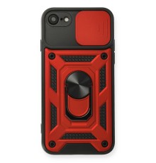 iPhone 7 Kılıf Pars Lens Yüzüklü Silikon - Kırmızı