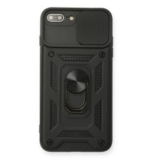 iPhone 7 Plus Kılıf Pars Lens Yüzüklü Silikon - Siyah