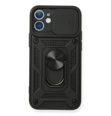 iPhone 11 Kılıf Pars Lens Yüzüklü Silikon - Siyah