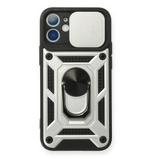 iPhone 11 Kılıf Pars Lens Yüzüklü Silikon - Gümüş
