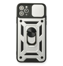 iPhone 11 Pro Kılıf Pars Lens Yüzüklü Silikon - Gümüş