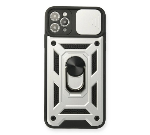 iPhone 11 Pro Kılıf Pars Lens Yüzüklü Silikon - Gümüş