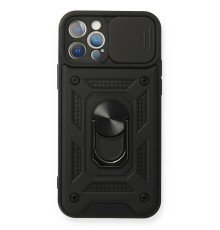 iPhone 12 Pro Kılıf Pars Lens Yüzüklü Silikon - Siyah