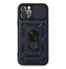 iPhone 12 Pro Kılıf Pars Lens Yüzüklü Silikon - Lacivert