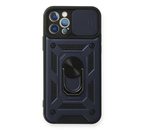 iPhone 12 Pro Kılıf Pars Lens Yüzüklü Silikon - Lacivert