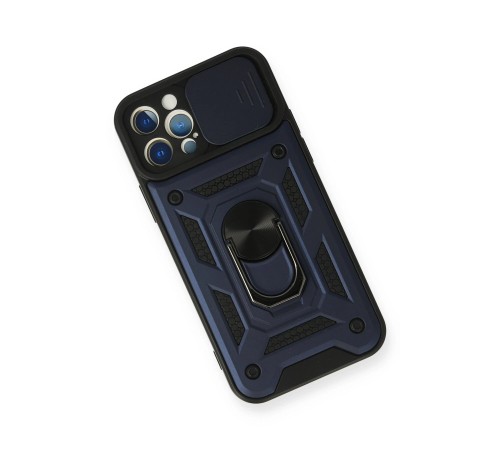 iPhone 12 Pro Kılıf Pars Lens Yüzüklü Silikon - Lacivert