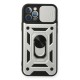 iPhone 12 Pro Kılıf Pars Lens Yüzüklü Silikon - Gümüş